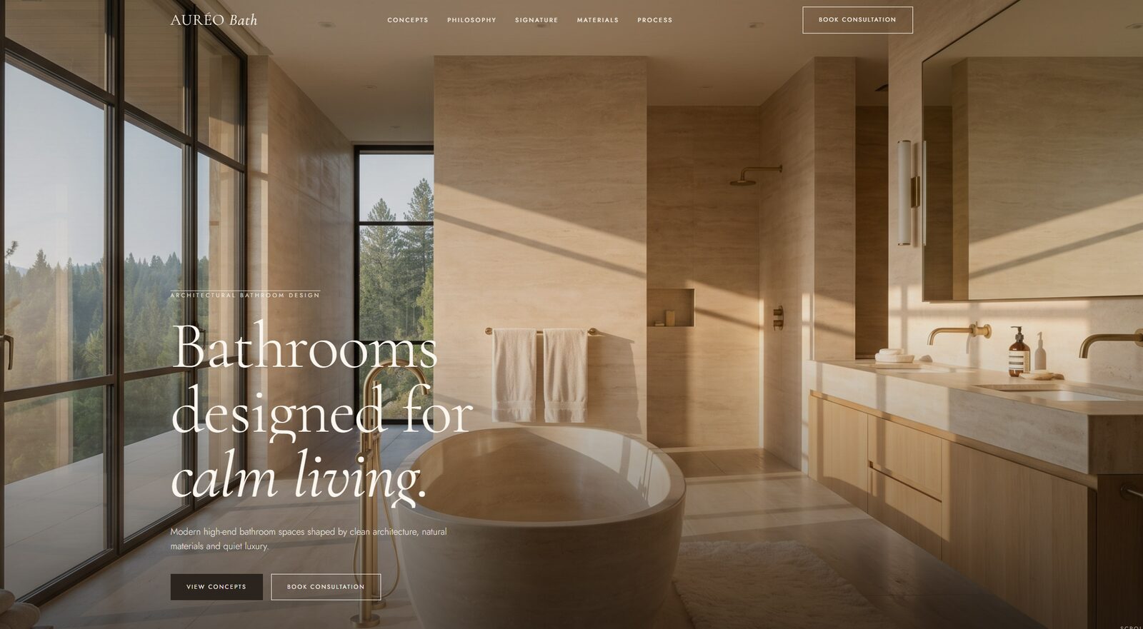 Website-Konzept AUREO Bath — Premium-Badmarke