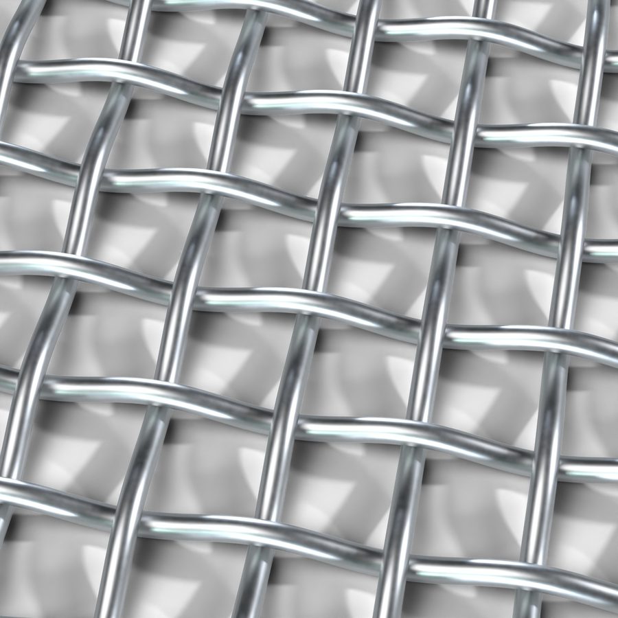 3D-Render: Nahaufnahme der Leinenbindung desselben Drahtgewebes