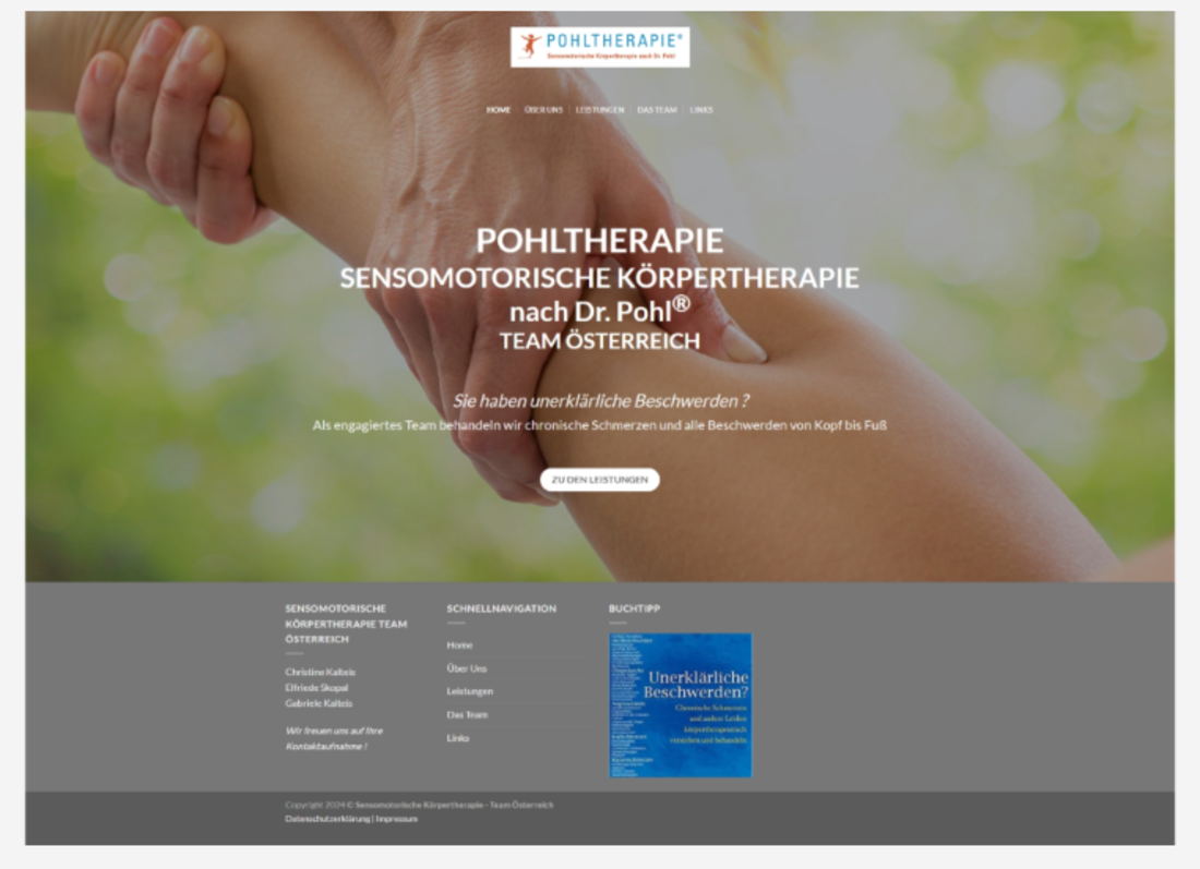 Website Pohltherapie — Sensomotorische Körpertherapie